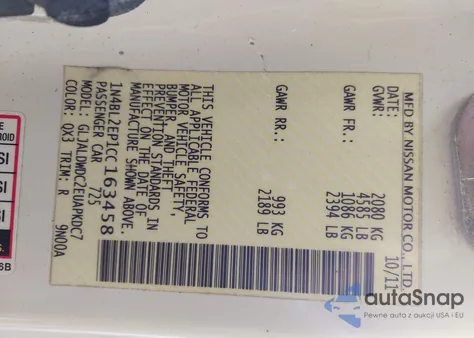 2012 Nissan Altima 3.5 Sr from USA, damaged, VIN 1N4BL2EP1CC163458